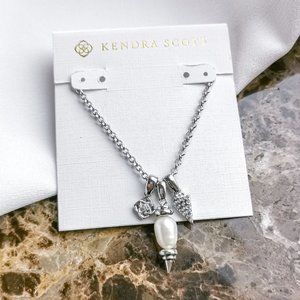 Silver Demi White Baroque Pearl Charm Necklace